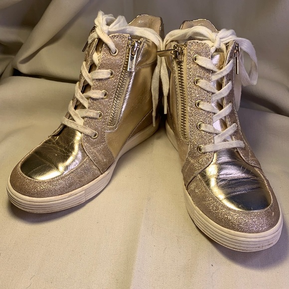 Stuart Weitzman Other - Stuart Weitzman Champaign Gold wedge sneakers